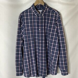 Men’s MIZZEN + MAIN Leeward Collection Plaid Dress Shirt Size XL